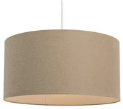 Candeeiro de suspensão rústico branco com cúpula castanho claro 50cm - Combi Moderno