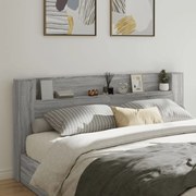 vidaXL Armário de cabeceira c/ luzes LED 220x16,5x103,5cm cinza sonoma