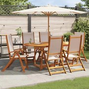 vidaXL Cadeiras de jardim dobráveis 6 pcs acácia maciça e textilene