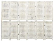 vidaXL Biombo com 6 painéis 215x166 cm madeira branco antigo