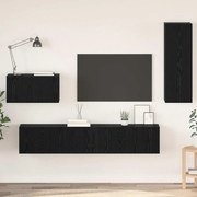 vidaXL Gabinete de TV de Parede com prateleira Outros com armazenamento com porta 4 pcs Carvalho Preto