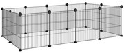 PawHut Recinto de Metal para Animais de Estimação Recinto Metálico com 12 Painéis para Pequenos Animais DIY 140x70x35 cm Preto | Aosom Portugal