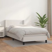 Cama com molas/colchão 100x200 cm couro artificial branco