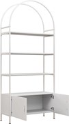 HOMCOM Estante de arrumação, estante arqueada de 4 níveis com armário de duas portas, 80 x 30 x 187 cm, branco | Aosom Portugal
