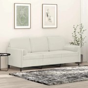 vidaXL Sofá 3 lugares c/ almofadas decorativas 180 cm veludo creme