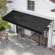 Toldo retrátil manual 4 m x 3 m Toldo exterior com altura ajustável Manivela e sem perfuração para janela Porta Terraço Preto