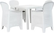 vidaXL Conj. jantar p/ exterior 5 pcs plástico branco aspeto de vime