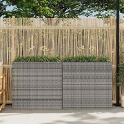 vidaXL Floreiras de jardim com 4 vasos 2 pcs vime PE cinzento