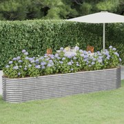 vidaXL Canteiro elevado jardim 368x80x68cm aço revestido a pó prateado