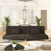 vidaXL Sofá-cama 2 lugares com duas almofadas tecido castanho
