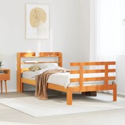 vidaXL Estrutura cama c/ cabeceira 90x200 cm pinho maciço castanho-mel