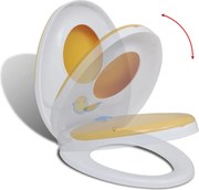 vidaXL Tampo sanita com fecho suave adultos/crianças branco e amarelo