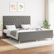 vidaXL Estrutura de cama sem colchão 160x200 cm tecido cinzento-escuro