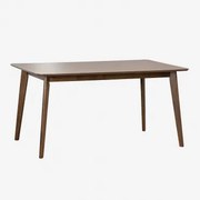 Mesa De Jantar Retangular Em Mdf E Madeira De Seringueira Kerhen Madeira Escura & 150 X 90 Cm - Sklum