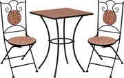 vidaXL 3 pcs conjunto bistro em mosaico azulejos de cerâmica terracota