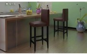 vidaXL Bancos de bar 6 pcs couro artificial castanho-escuro