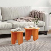 vidaXL Mesa de centro 2 pcs Marrom Cera Madeira de pinho maciça