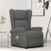 vidaXL Poltrona de massagens elevatória tecido cinzento-escuro