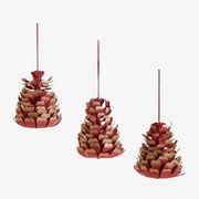 Pack De 3 Enfeites De Natal Em Papel Kiyoto Romã Vermelha - Sklum