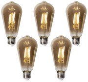 Conjunto de 5 lâmpadas LED E27 reguláveis ST64 vidro fumado 5W 450 lm 2700K