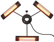 Outsunny Aquecedor Elétrico de Exterior com 3 Painéis 1000W Aquecedor de Infravermelhos com Controlo Proteção IPX5 87x75x22cm Preto | Aosom Portugal