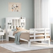Cama com estante sem colchão 75x190 cm pinho maciço branco