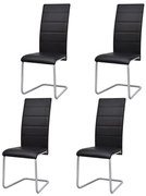 Cadeiras de jantar cantilever 4 pcs couro artificial preto