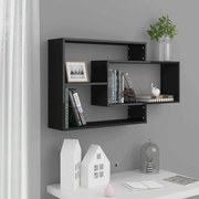 vidaXL Prateleiras de parede derivados de madeira preto brilhante