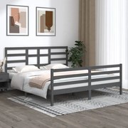 Estrutura de cama super king 180x200 cm madeira maciça cinzento