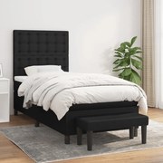 vidaXL Cama com molas/colchão 90x190 cm tecido preto