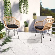 Conjunto 2 Cadeiras de Jardim de vime Polyrattan Bali natural