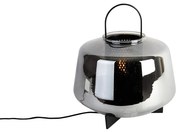 Candeeiro de mesa Art Deco preto com vidro fumê 30 cm - Kevin
