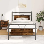 vidaXL Estrutura cama s/ colchão derivados de madeira carvalho fumado