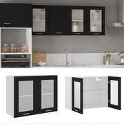 Armário de parede c/ vidro “Lyon” 80x31x60 cm preto