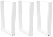 vidaXL Pernas para mesa de jantar em V 3 peças, branco, 70x(72-73,3) cm, aço