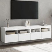 vidaXL Móveis de parede p/ TV com luzes LED 2 pcs 80x30x40 cm branco