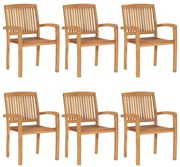 vidaXL Cadeiras de jardim empiháveis 6 pcs madeira teca maciça