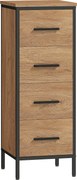 HOMCOM Armário de Casa de Banho Móvel para Casa de Banho Estreito com 4 Gavetas e Estrutura em Aço 30x30x82 cm Madeira e Preto | Aosom Portugal