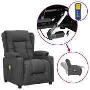 vidaXL Poltrona de massagens elevatória tecido cinzento-escuro