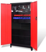 vidaXL Armário de ferramentas 90x40x180 cm vermelho e preto