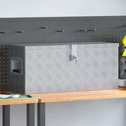 vidaXL Caixa de alumínio 76,5x26,5x33 cm prateado