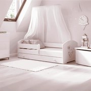 Cama infantil branca elefante com gaveta LUK 160x80 - colchão e estrado incluído