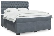vidaXL Cama com molas/colchão 180x200 cm veludo cinzento-escuro