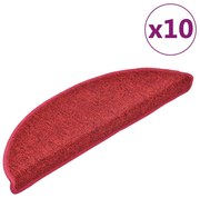 vidaXL Tapetes de escada 10 peças 56x17x3 cm Bordeaux Semi-redondos