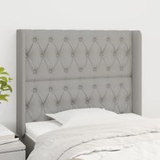 vidaXL Cabeceira cama c/ abas tecido 103x16x118/128 cm cinzento-claro