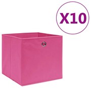 vidaXL Caixas arrumação 10 pcs 28x28x28 cm tecido-não-tecido rosa