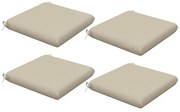 Outsunny Conjunto de Almofadas para Cadeiras 47x47x7 cm Conjunto de 4 Peças Almofadas para Cadeiras de Jardim Impermeáveis Bege