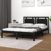 Estrutura de cama 140x190 cm madeira maciça preto