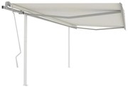 Toldo retrátil manual com postes 4,5x3,5 m cor creme