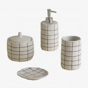 Conjunto De Casa De Banho Em Grés Yolven Cinza Cromado - Sklum